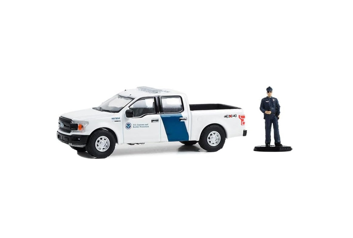Greenliht Collectibles - 2018 Ford F-150 XLT US Customs and Border Protection with Customs Officer Series Hobby Shop - Scale 1/64
