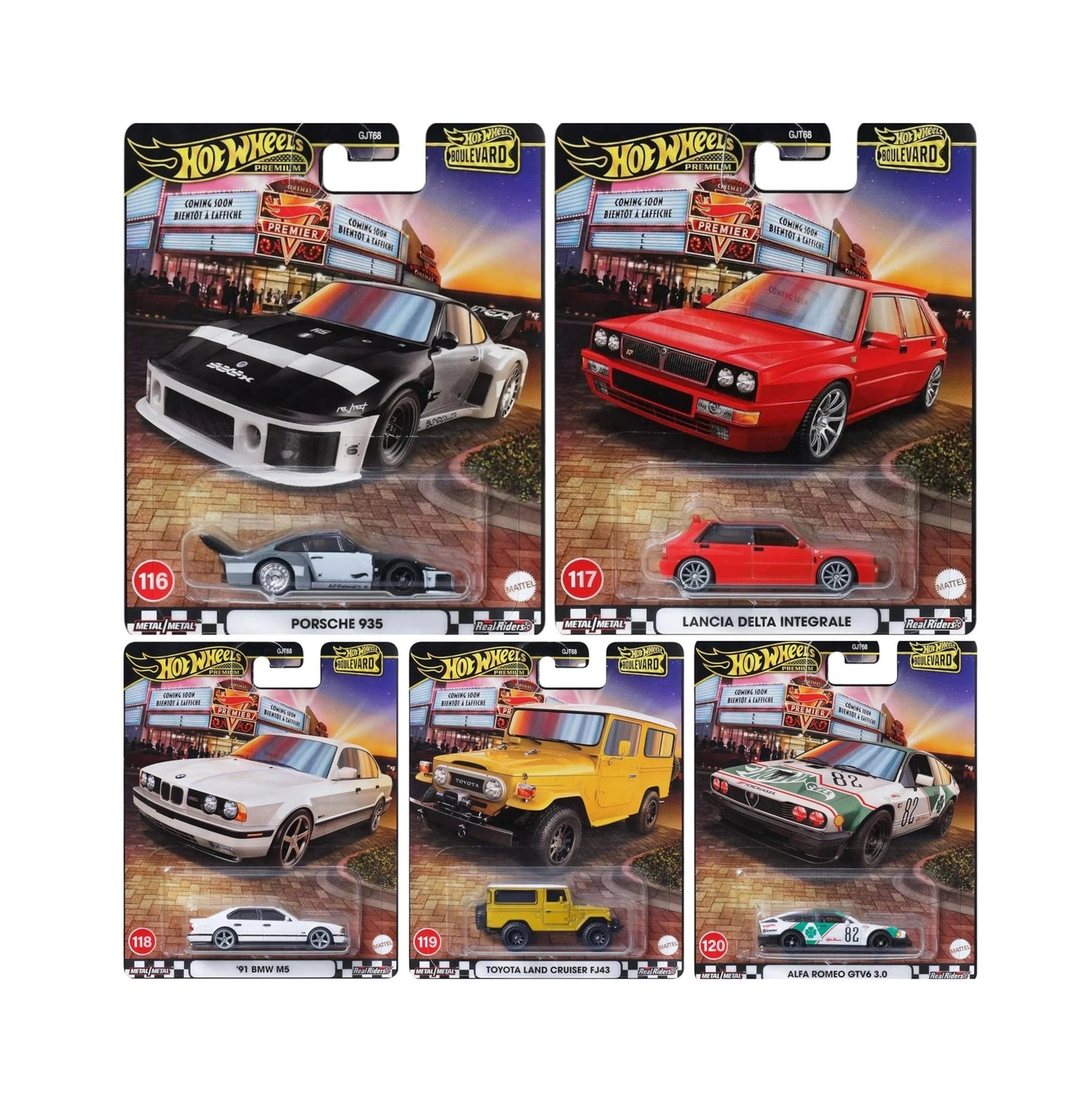 Assortiment de 5 voitures Boulevard 2025 GJT68-978A - Hot Wheels Premium - Échelle 1/64