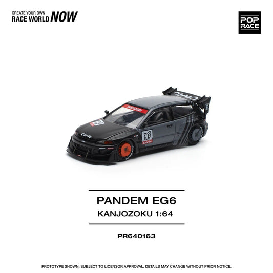 Pop Race - Honda Pandem Civic EG6 « Kanjozoku » Noir Mat - Pop Race - Échelle 1/64 PR64-163