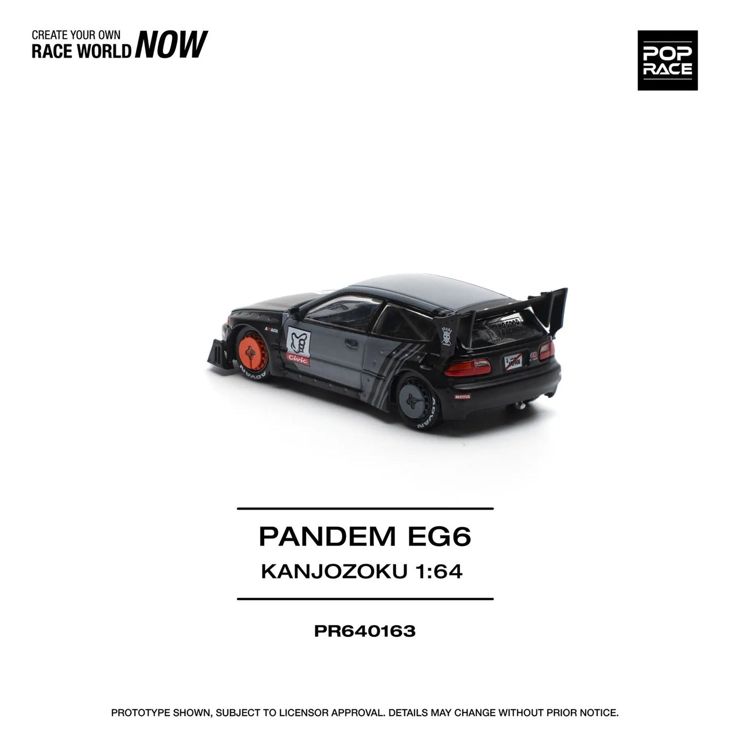 Pop Race - Honda Pandem Civic EG6 "Kanjozoku" Matt Black - Pop Race - Scala 1/64 PR64-163