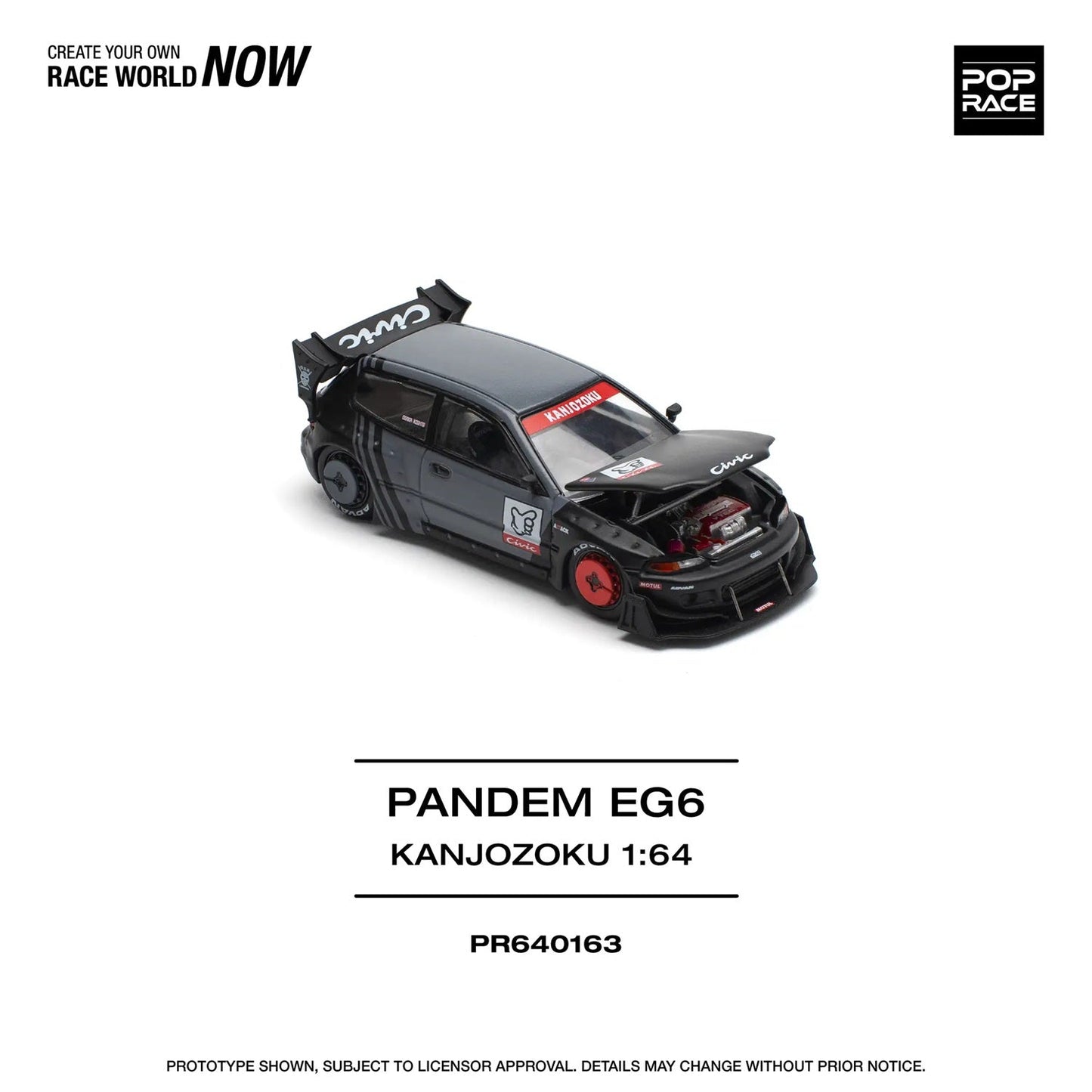 Pop Race - Honda Pandem Civic EG6 "Kanjozoku" Matt Black - Pop Race - Scala 1/64 PR64-163