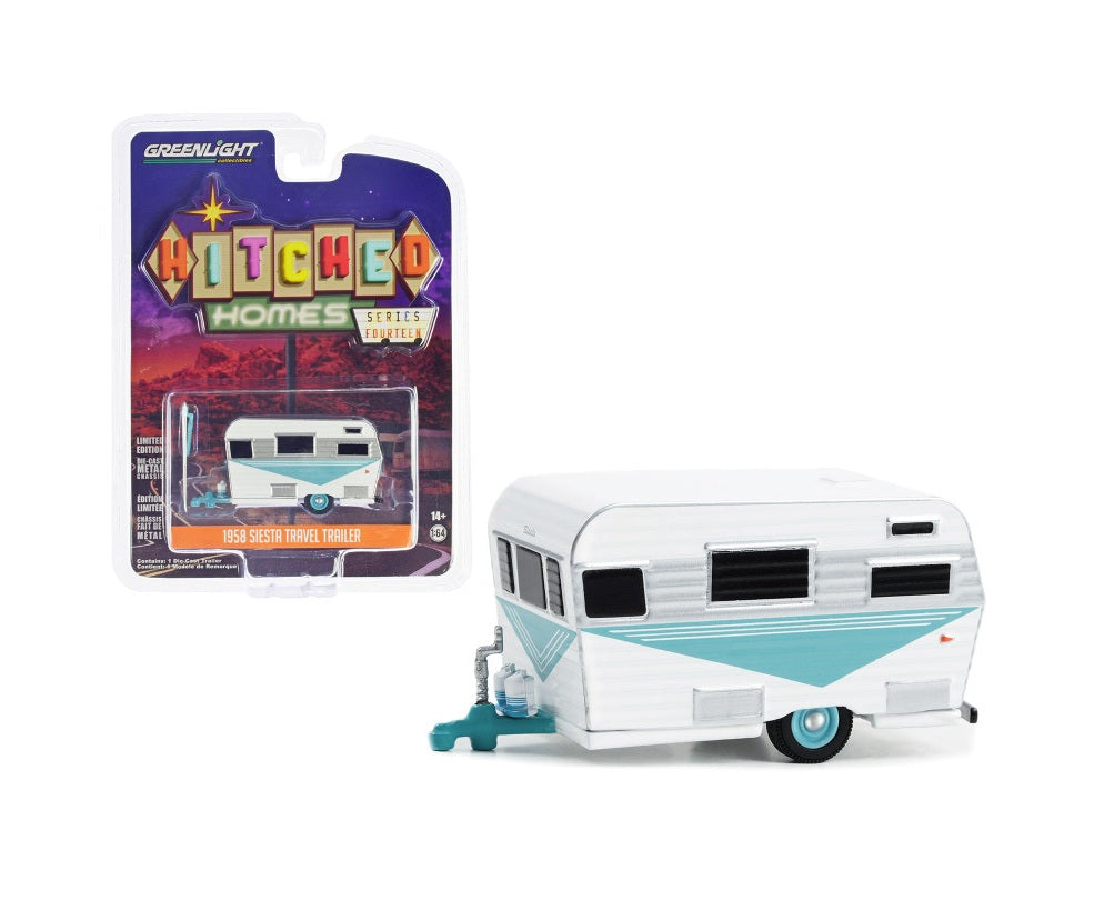 Greenlight Collectibles - 1958 Siesta Travel Trailer Hitched Homes Series - Scala 1/64