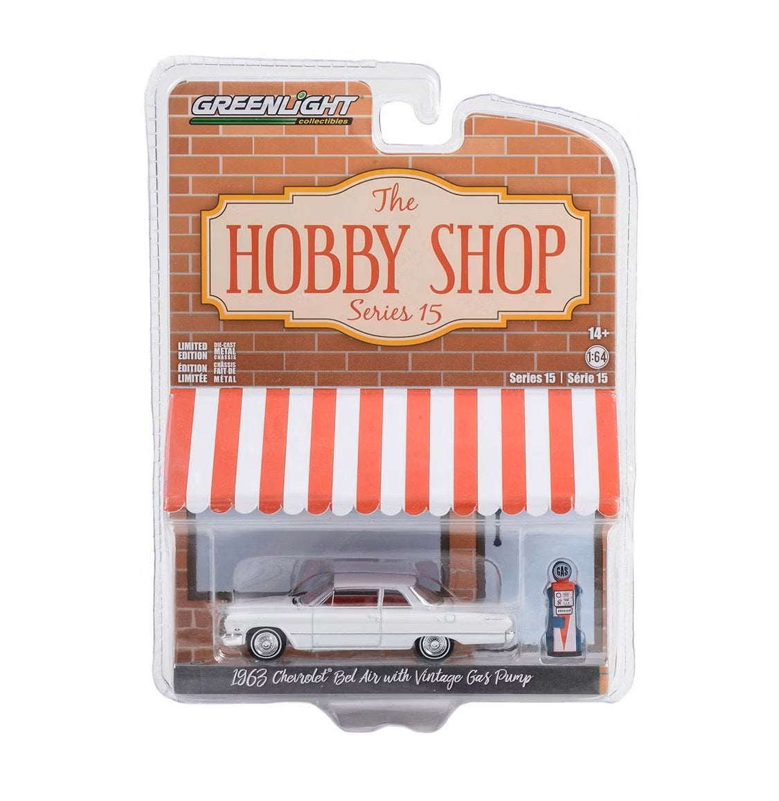 Greenlight - 1963 Chevrolet Bel Air with Vintage Gas Pump Series Hobby Shop - Scala 1/64