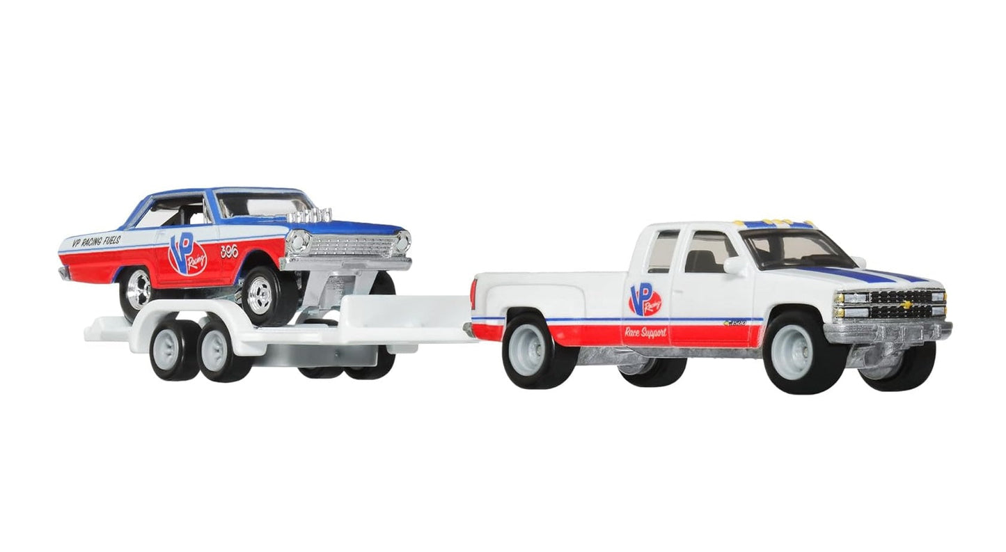 Chevy Nova 1963 et Chevy Silverado 3500 1988 - Série Car Culture Team Transport - Hot Wheels Premium - Échelle 1/64