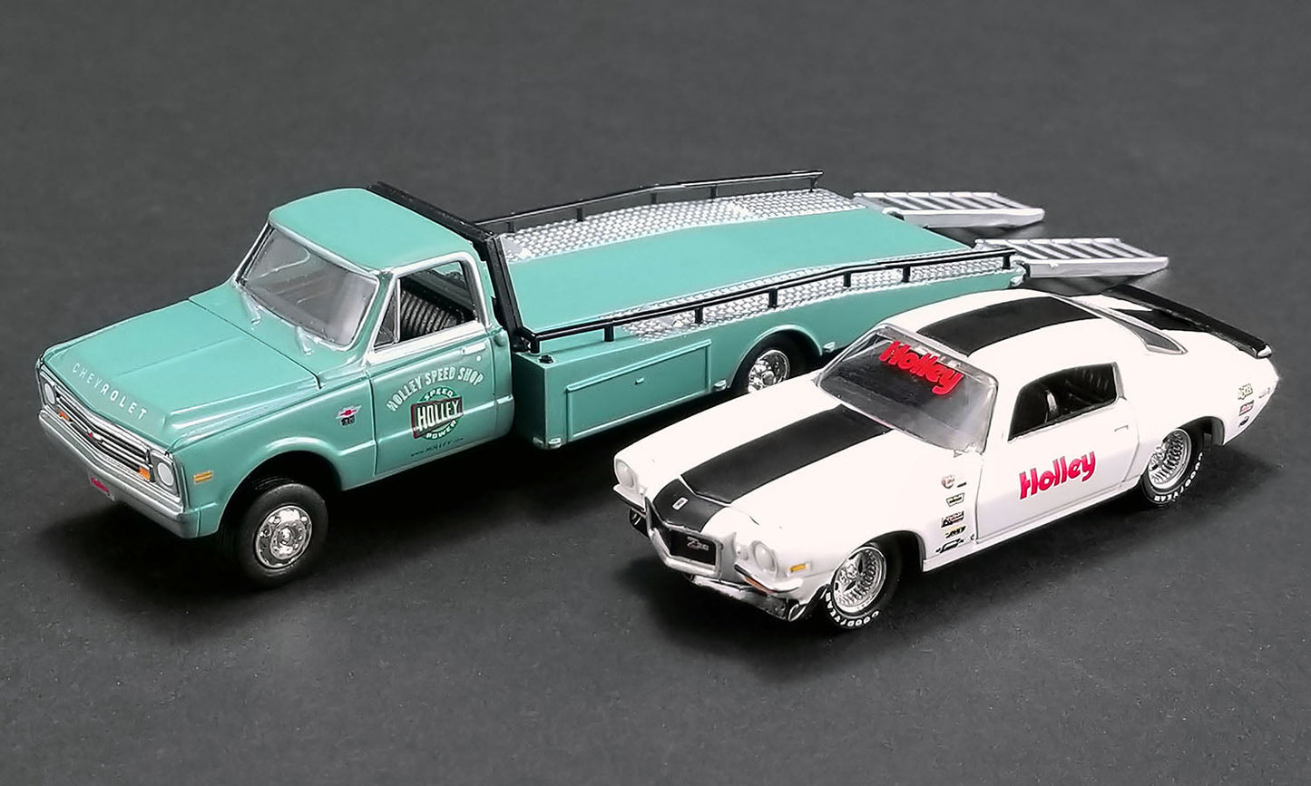 Acme Diecast Chevrolet 1967 Ramp Truck avec Chevrolet Camaro 1971 - Échelle 1/64