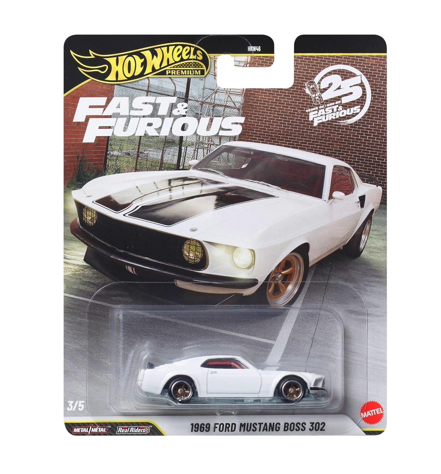 Hot Wheels Premium - Ford Mustang Boss 302 Fast & Furious 25e anniveRSaire (1969) - Échelle 1/64