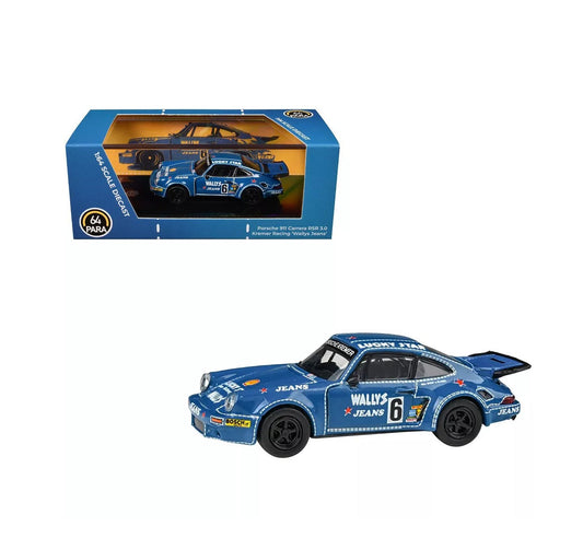 Para64 - Porsche 911 Carrera RSR 3.0 n° 6 « Kremer Racing - Wallys Jeans » Bleue - Échelle 1/64
