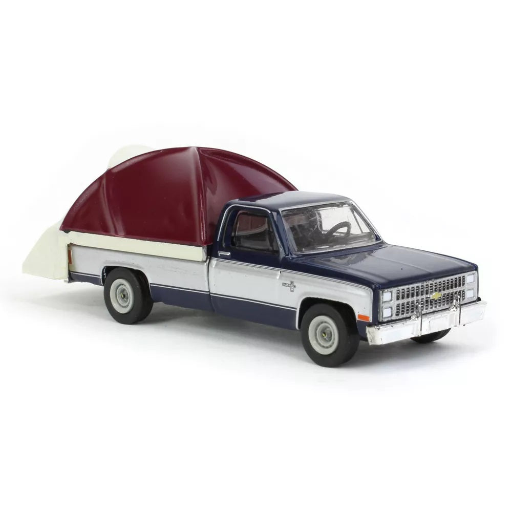 Greenlight - Chevrolet C-10 Silverado Pickup 1982 avec tente de caisse Great Outdoors Series - Échelle 1/64