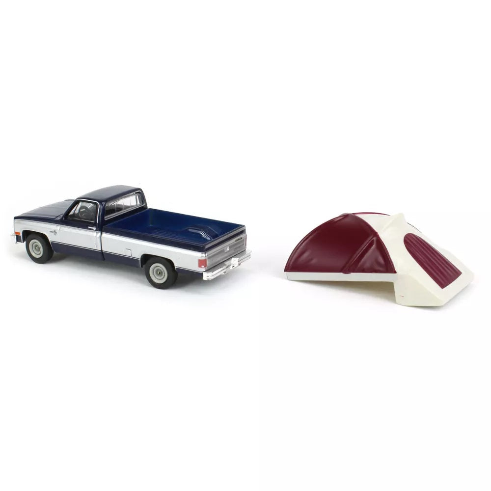 Greenlight - Chevrolet C-10 Silverado Pickup 1982 avec tente de caisse Great Outdoors Series - Échelle 1/64