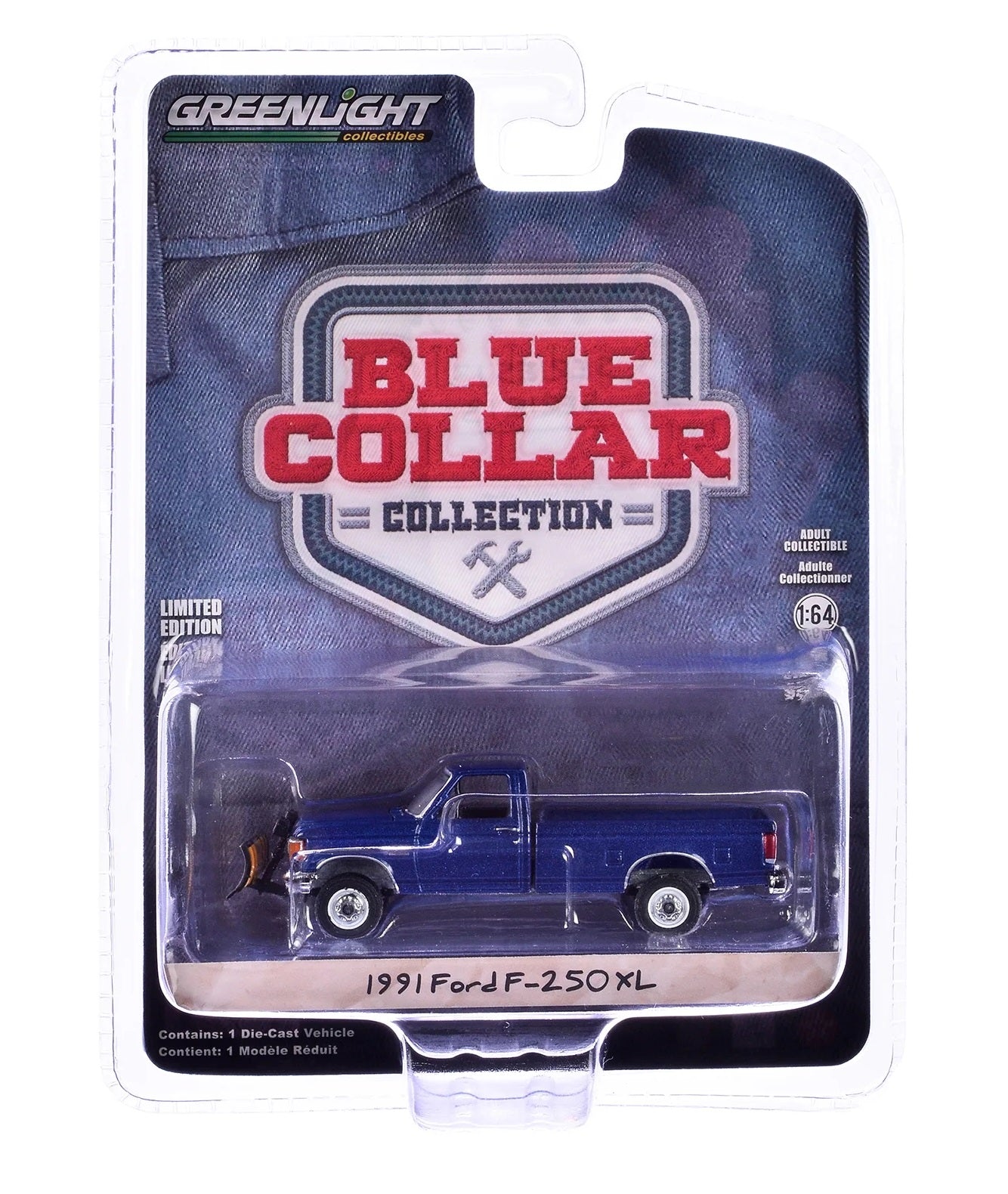 Greenlight - Ford F-250 XL 1991 avec chasse-neige Série Blue Collar - Échelle 1/64