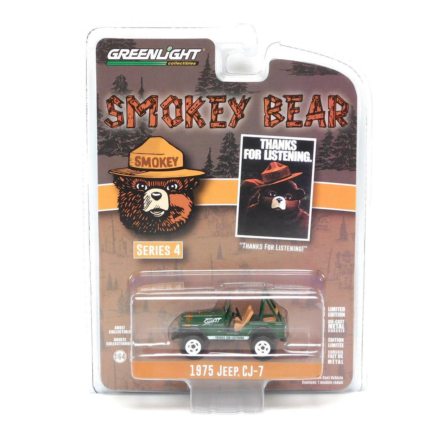 Greenlight Collectibles - 1975 Jeep CJ-7 Smokey Bear Series 4 - Scale 1/64