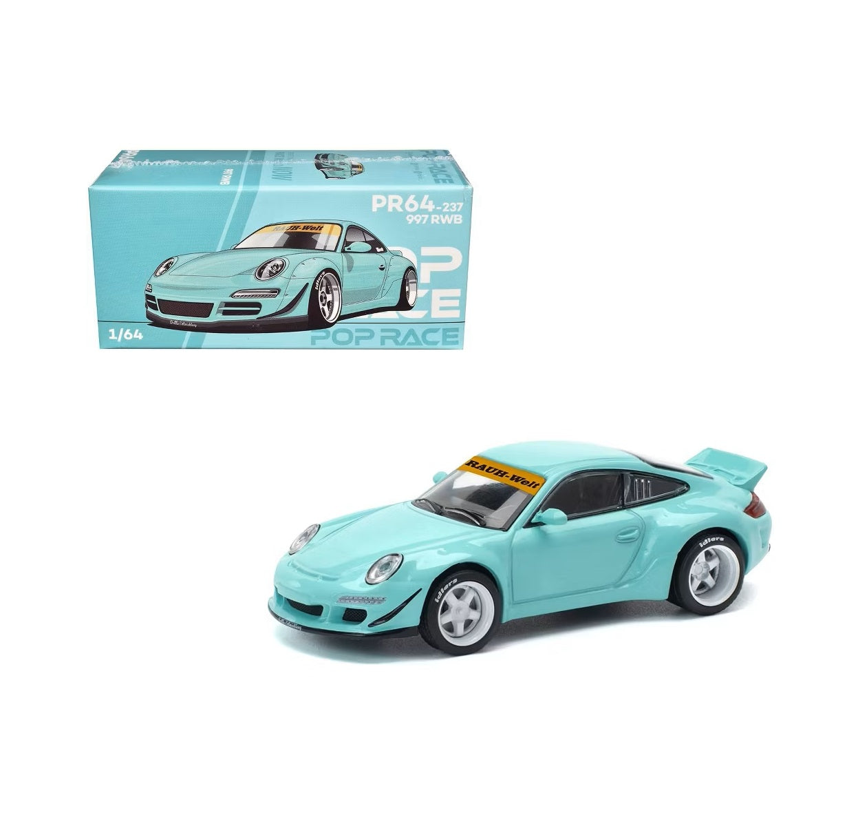 Pop Race - Porsche 997 RWB Tiffany Blue - Scala 1/64 PR64-237