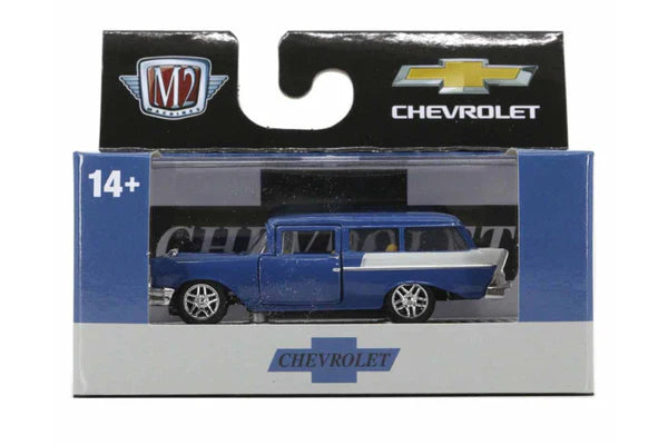 M2 Machines Chevrolet 150 Handyman Station Wagon 1957 Bleu/Blanc - Échelle 1/64