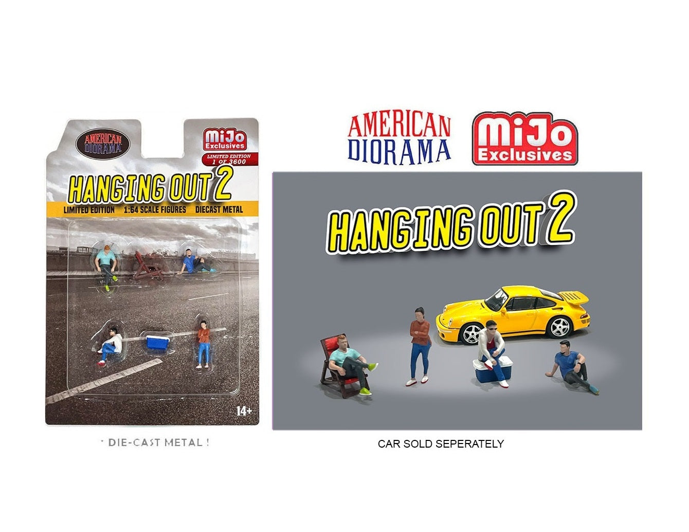 American Diorama - Coffret de figurines moulées sous pression « Hanging Out 2 » (voiture non incluse) - Exclusivités MiJo - Échelle 1/64 AD-76518MJ