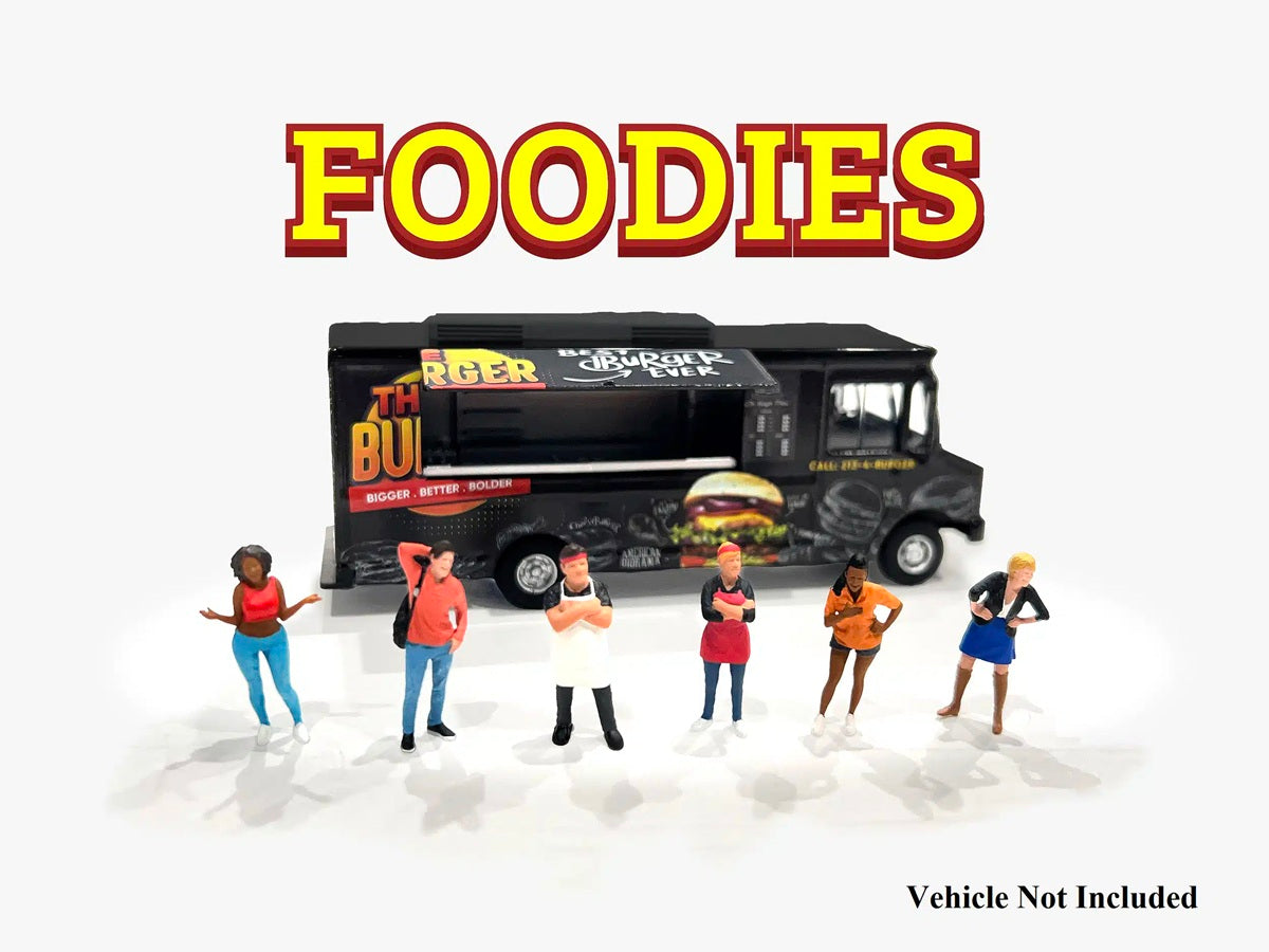 American Diorama - "Foodies" 6 piece Diecast Set Cars Not Included - Scale 1/64 AD-64531MJ