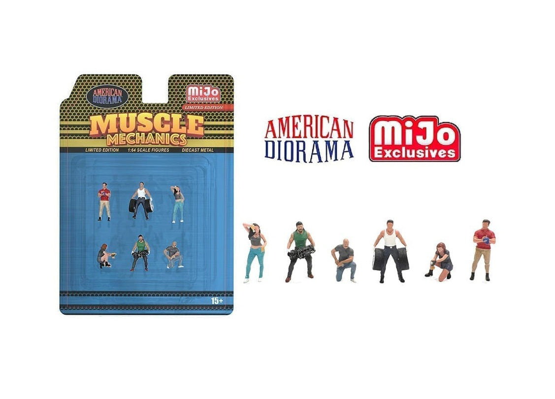 American Diorama - Figurine « Muscle Mechanics » (6 pièces) Édition limitée MiJo Exclusives - Échelle 1/64 AD-2417MJ