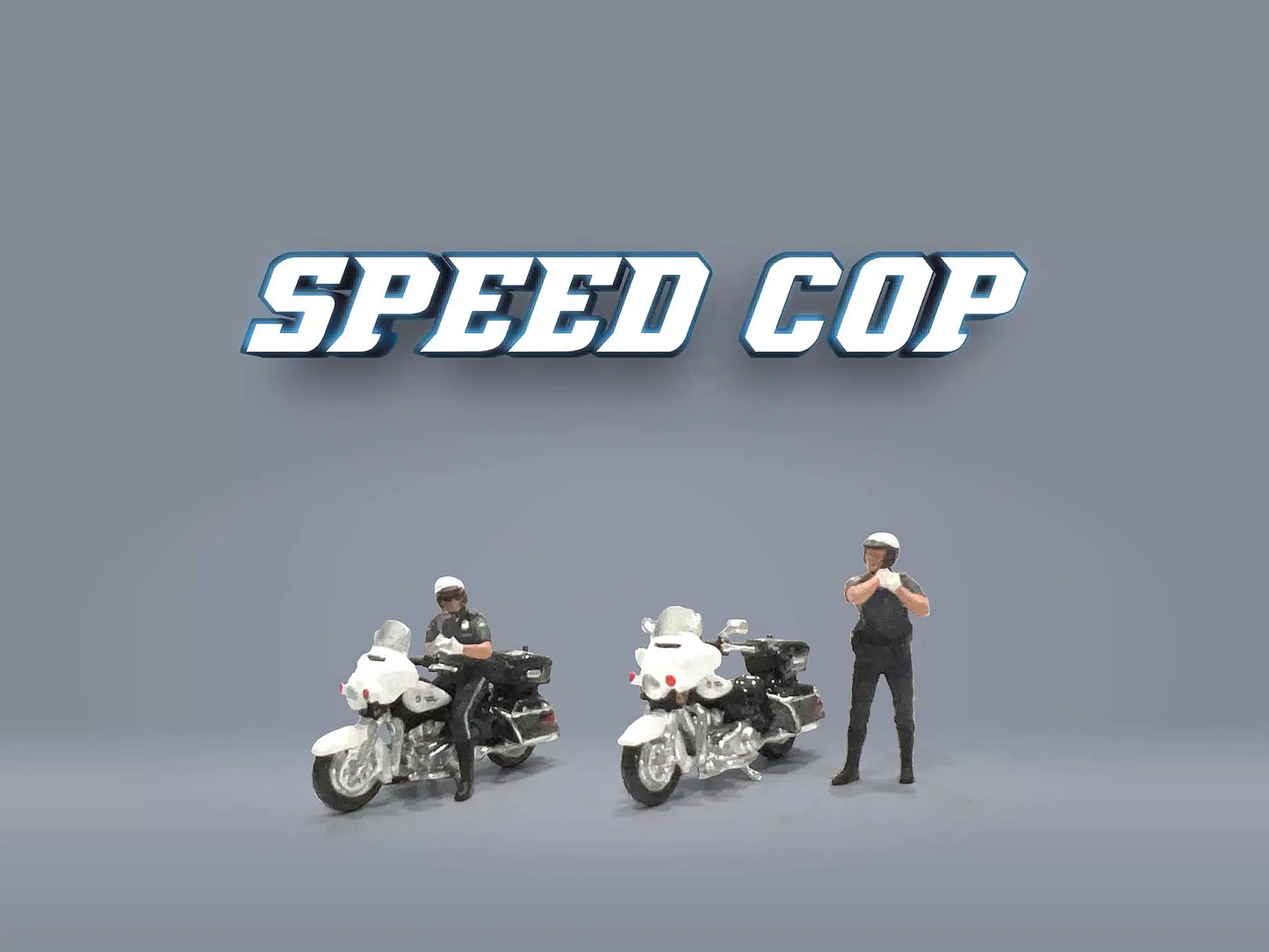 American Diorama - Figurine de motos de police « Speed Cop » (4 pièces) Édition limitée MiJo Exclusives - American Diorama - Échelle 1/64 AD-64530MJ