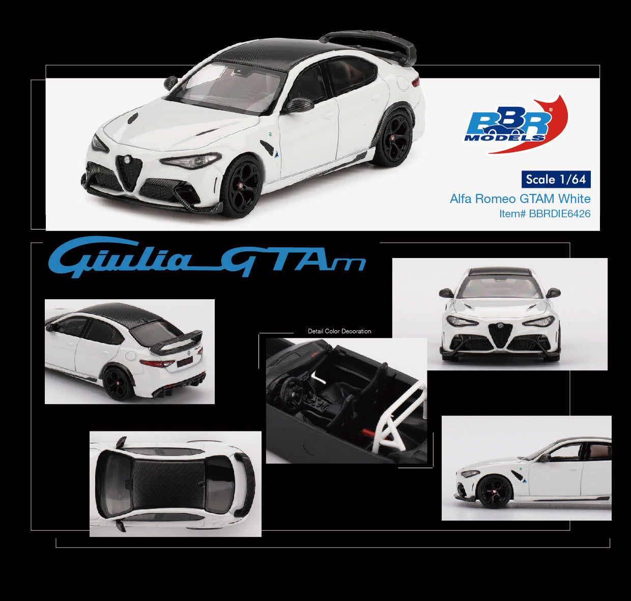 BBR Models - Alfa Romeo Giulia GTAm 2021 White - Scala 1/64 BBRDIE6426