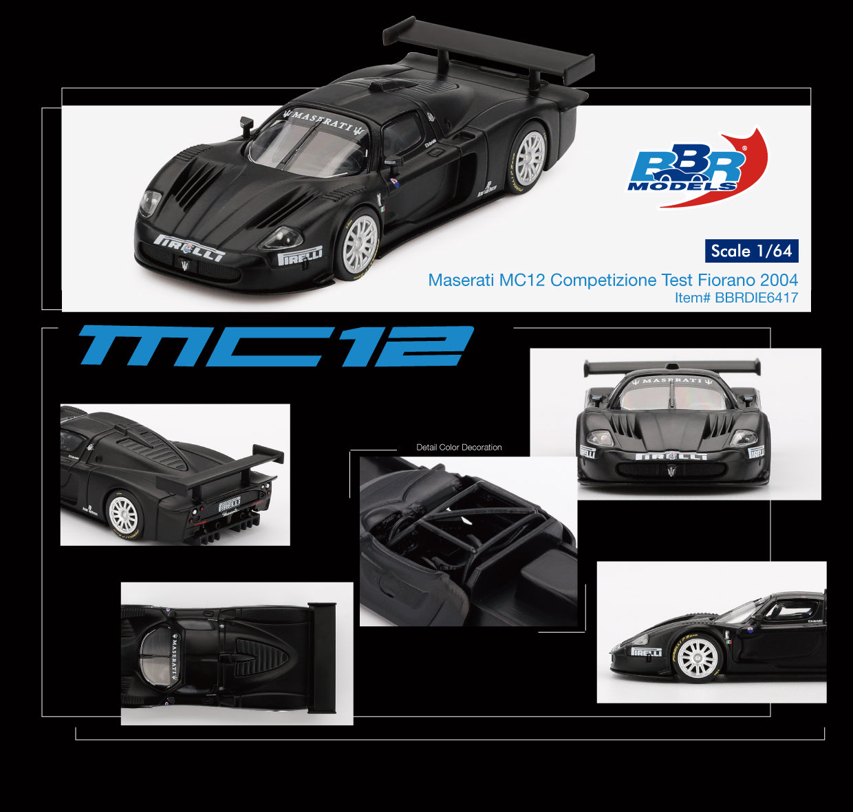 BBR Models - Maserati MC12 Competizione Test Fiorano 2004 - Scala 1/64 BBRDIE6417