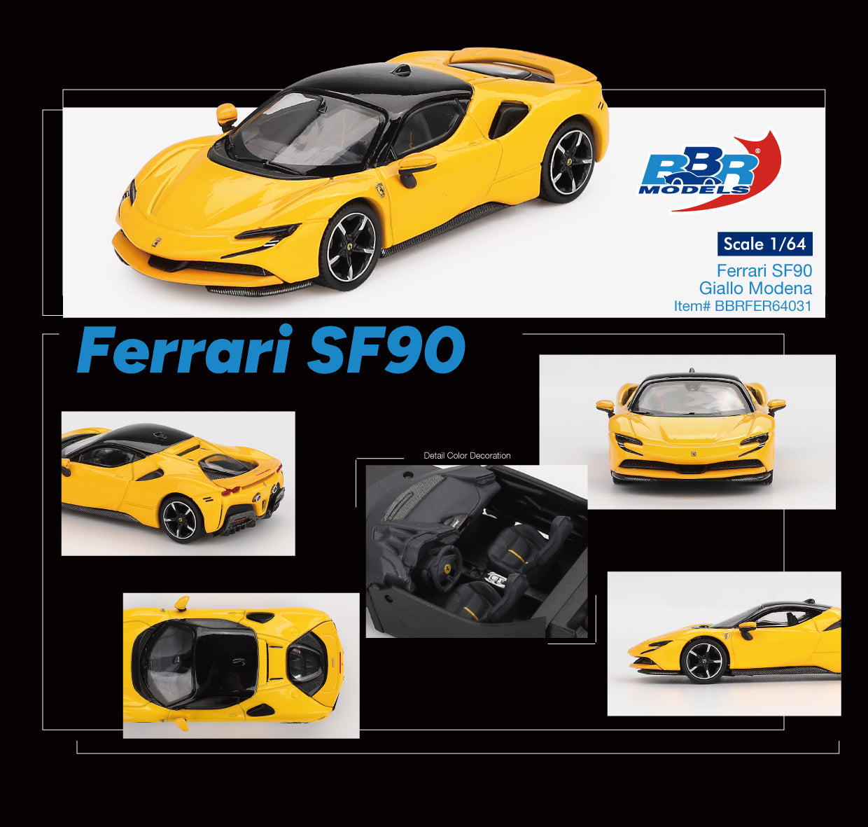 BBR Models - Ferrari SF90 Giallo Modena 2024 - Scala 1/64 BBRFER64031