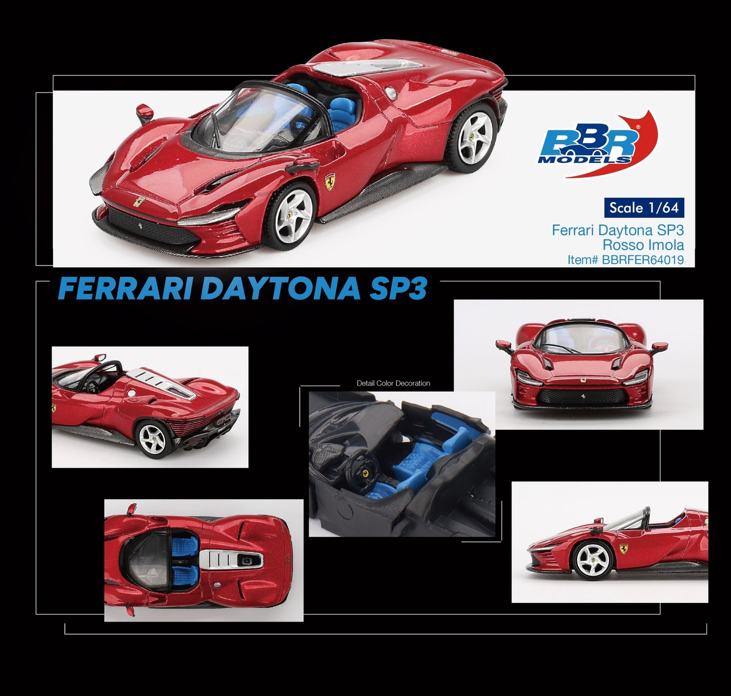 BBR Models - Ferrari Daytona SP3 Imola Rouge - Échelle 1/64 BBRFER64019
