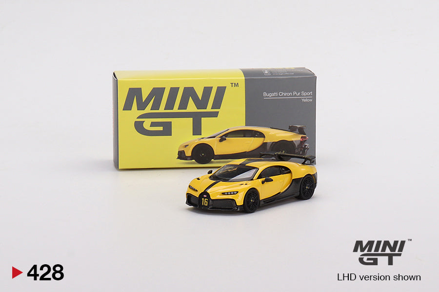 Mini GT - Bugatti Chiron Pur Sport Yellow - MiJo Exclusives- Scala 1/64 MGT00428-MJ