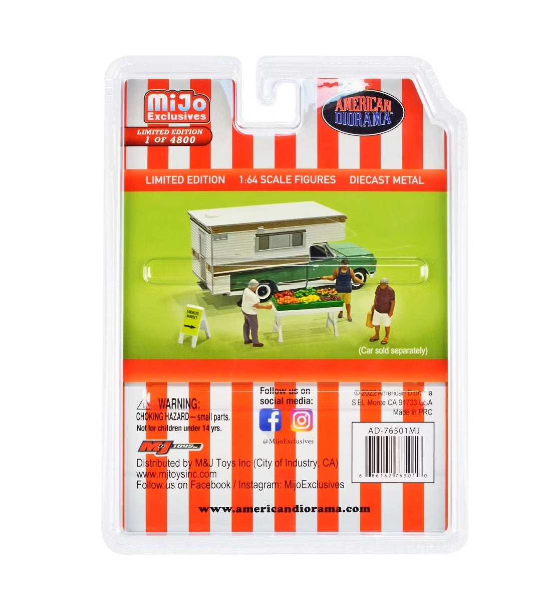American Diorama - Coffret « Marché des fermiers » 6 pièces moulées sous pression (3 figurines et 3 accessoires) - Exclusivité MiJo - Échelle 1/64 AD-76501MJ