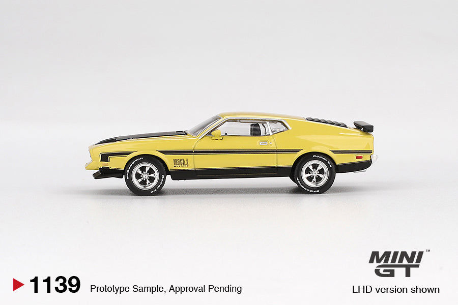 Mini GT - Ford Mustang Mach 1 1971 Jaune Grabber 1971 - Échelle 1/64 MGT01139-L