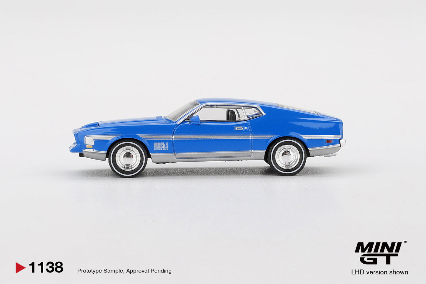 - Mini GT - Ford Mustang Mach 1 Grabber Blue 1971 - Scale 1-64 MGT01138-L