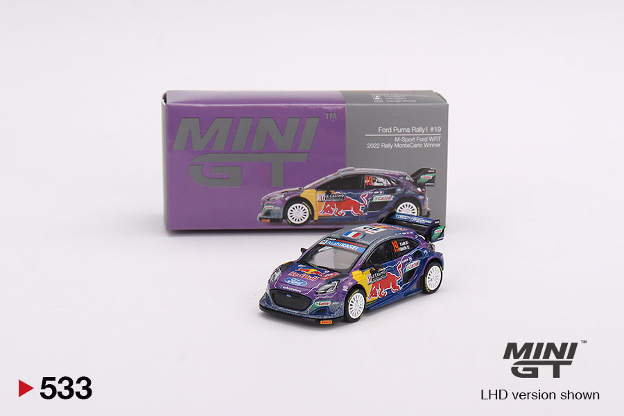 Mini GT - Ford Puma Rally1 #19 M-Sport Ford WRT 2022 Vainqueur du Rallye Monte-Carlo - Échelle 1/64 MGT00533-L