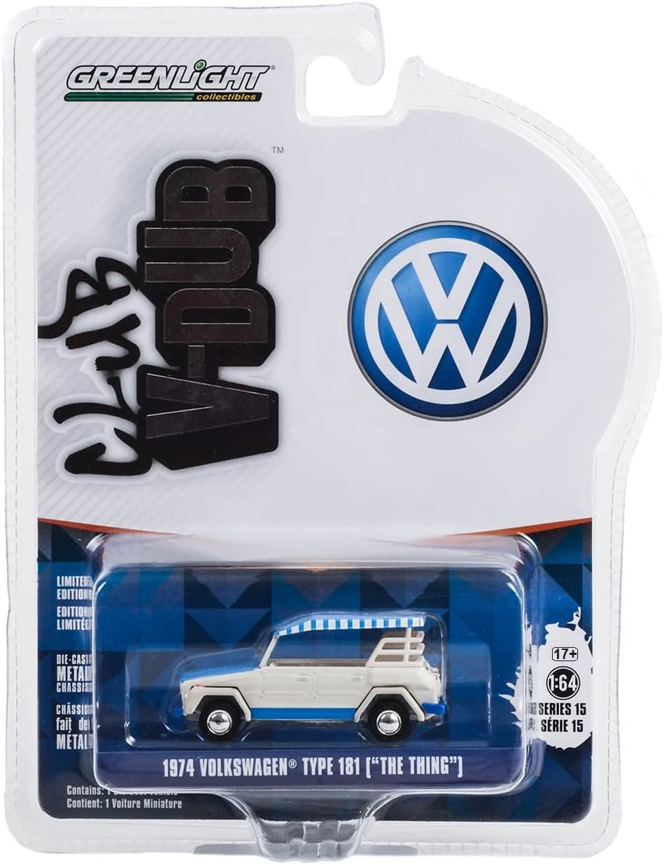 Greenlight - Volkswagen Type 181 (The Thing) de 1974, blanche avec toit souple - Club V-Dub - Échelle 1/64