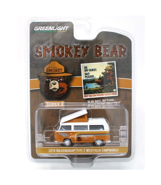 Greenlight Collectibles - Volkswagen Type 2 T2 Westfalia Campmobile Smokey Bear Série 3 de 1974 - Échelle 1/64