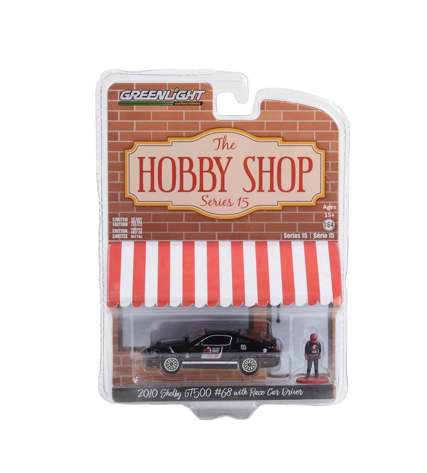 Greenlight Collectibles - Shelby Mustang GT500 n° 68 2010 avec Race Car Driver Series Hobby Shop - Échelle 1/64