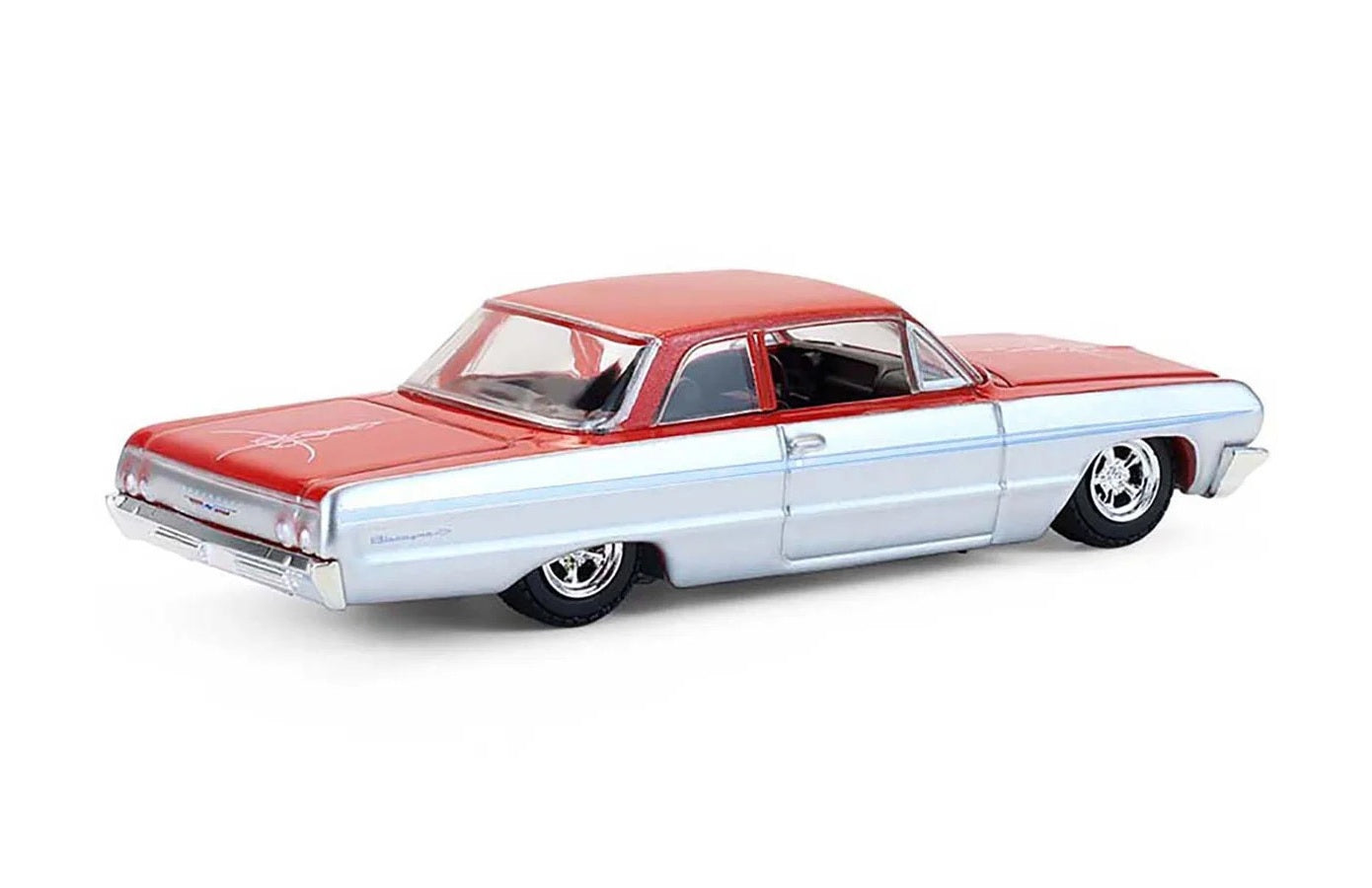 Greenlight Collectibles - Chevrolet Biscayne 1964 - Rouge/Argent - Série California Lowriders - Échelle 1/64