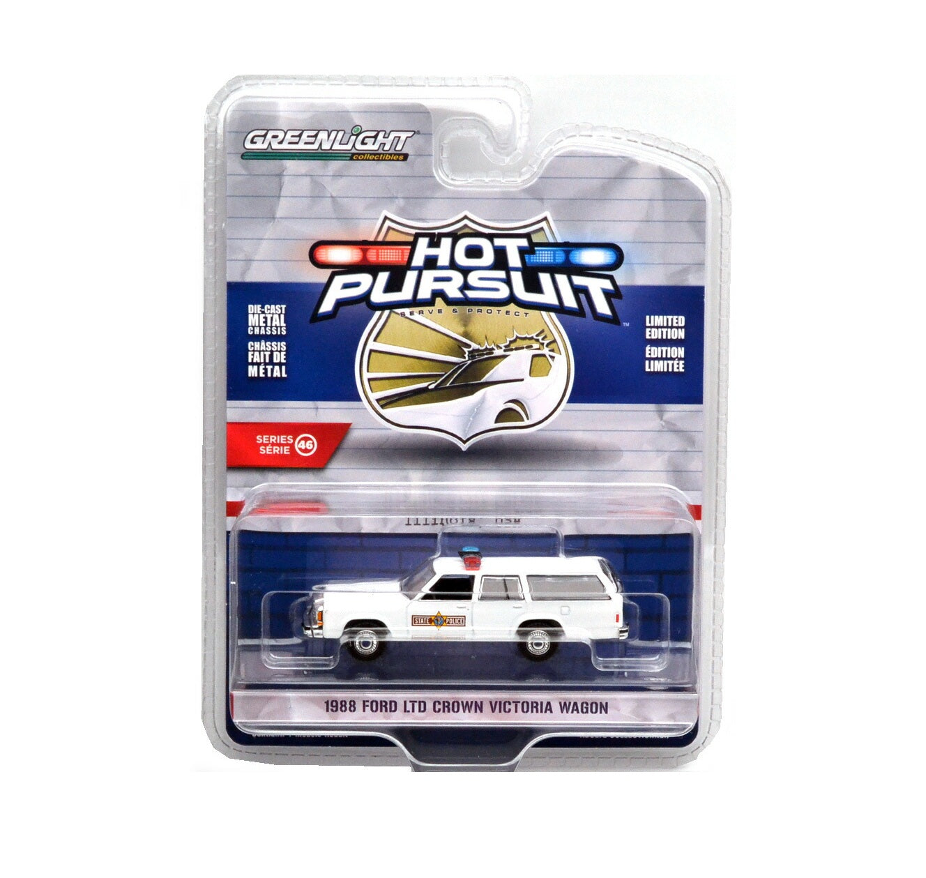 Greenlight Collectibles - 1988 Ford LTD Crown Victoria wagon Illinois State Police - Series Hot Pursuit - Scale 1/64