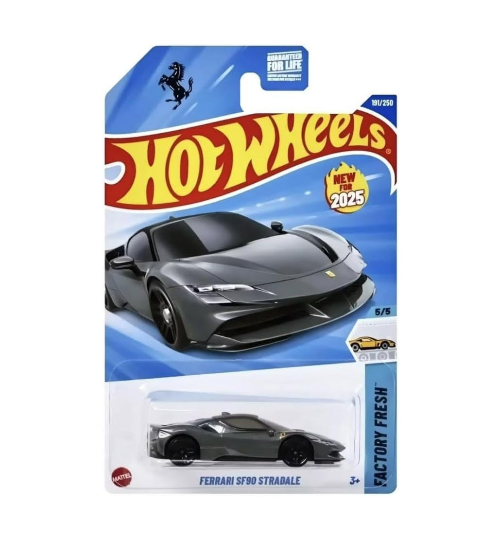 Hot Wheels - Ferrari SF90 Stradale Grey - HW Factory Fresh 5/5 - Long Card - Scala 1/64 Circa