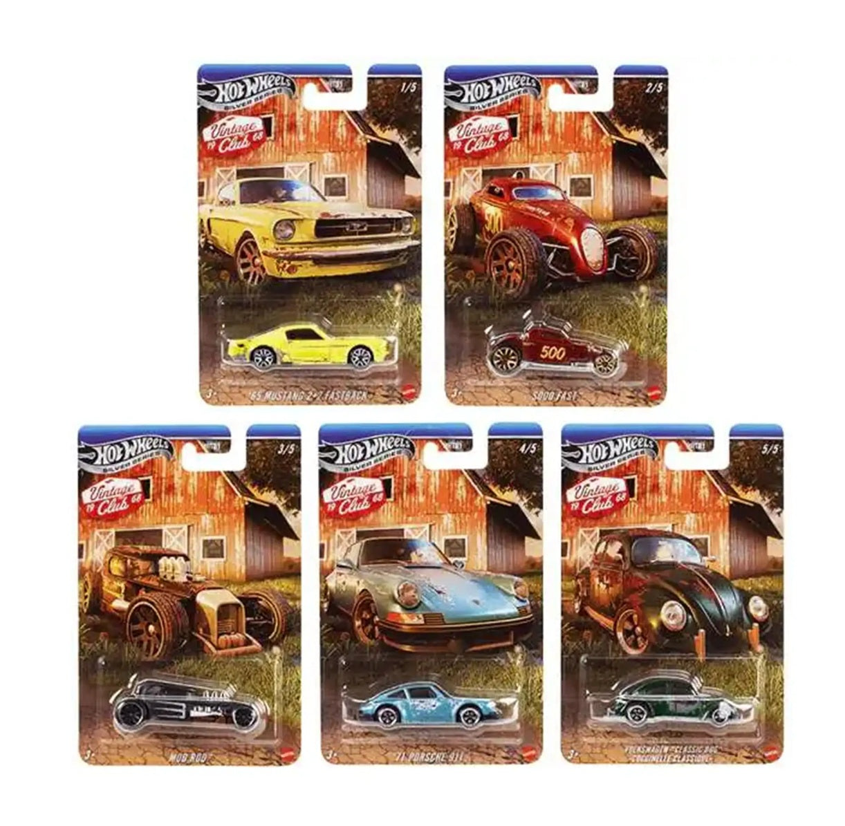 Hot Wheels - Set 5 Modelli - Silver Series Vintage Club 1968 Full Set - Scala 1/64