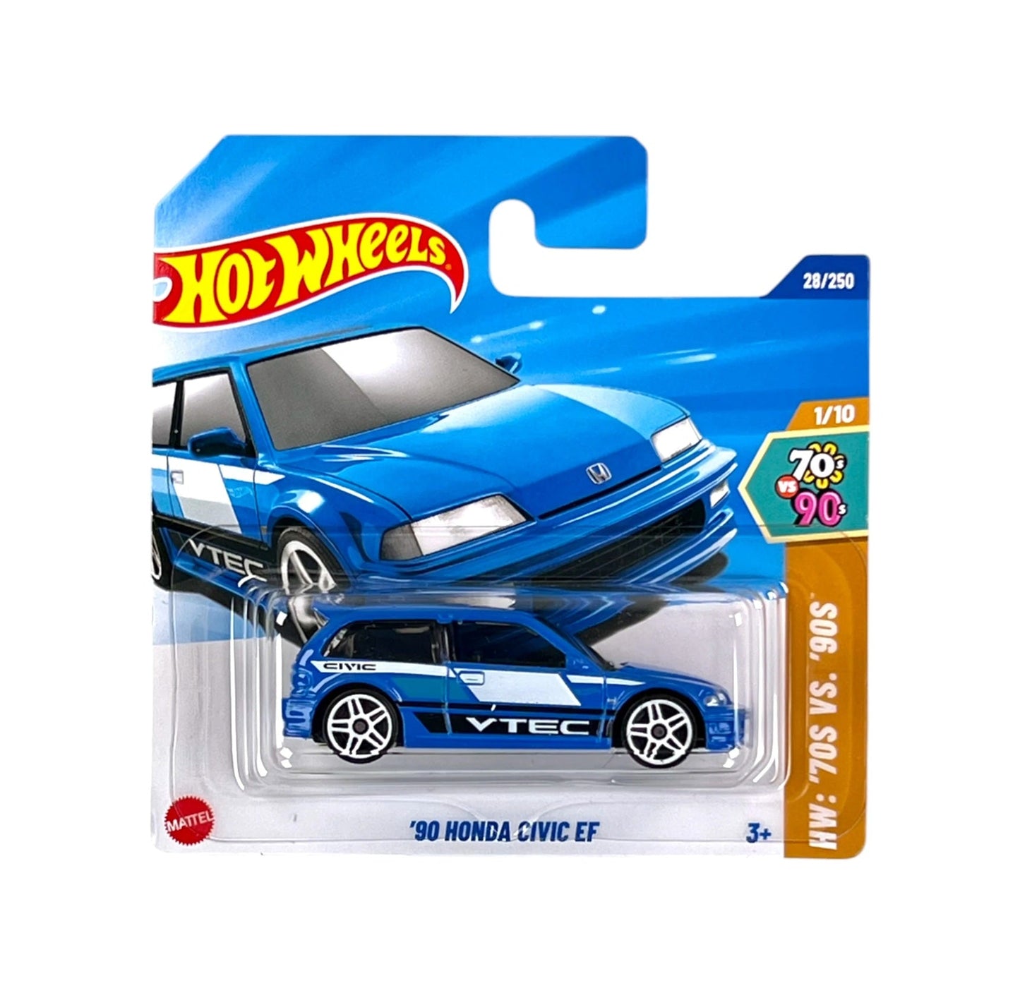 Hot Wheels - '90 Honda Civic EF Blue - HW '70s vs '90s 1/10 - Scale 1/64 Approximately