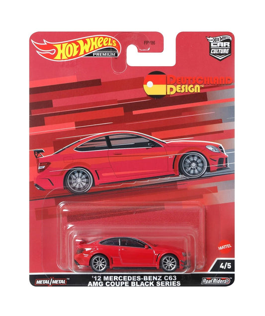 Hot Wheels Premium 2012 Mercedes-Benz C63 AMG Coupé Noir ROUGE - Série Car Culture - Échelle 1/64