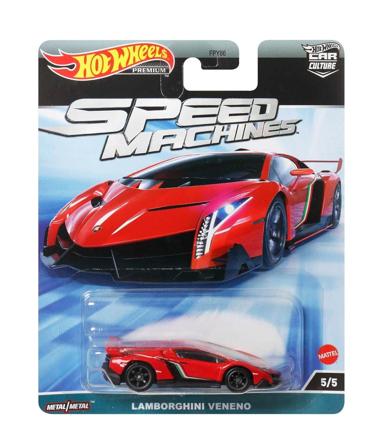 Hot Wheels Premium - Lamborghini Veneno Red Speed Machine - Échelle 1/64
