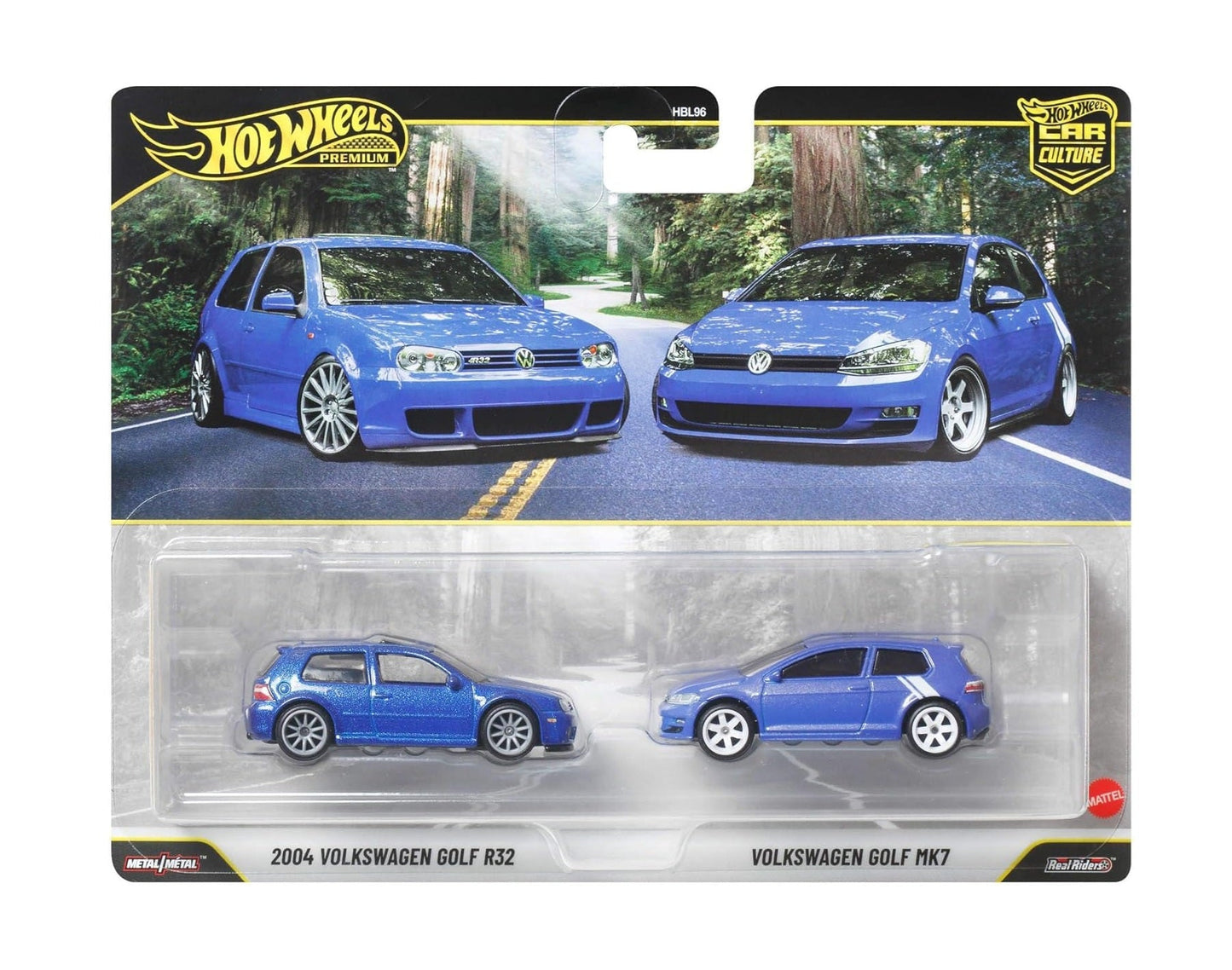 Hot Wheels Premium - 2-Pack 2004 Volkswagen Golf R32 & Volkswagen Golf MK7 - 1/64 Scale