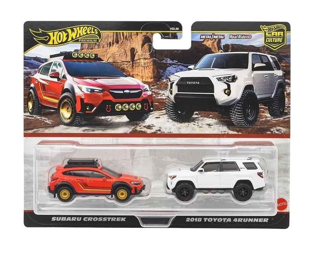 Hot Wheels Premium - Coffret de 2 voitures : Subaru Crosstrek et Toyota 4Runner 2018 - Échelle 1/64