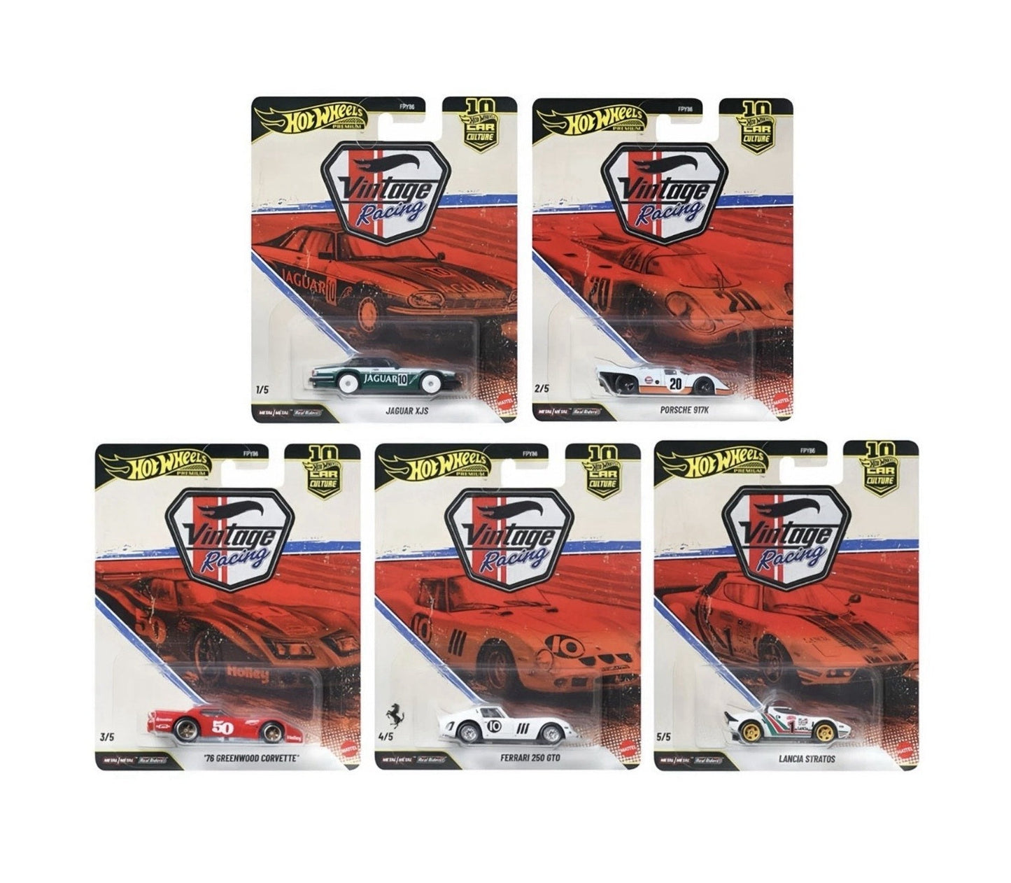 Hot Wheels Premium - Vintage Racing Set of 5 Cars - Scala 1/64