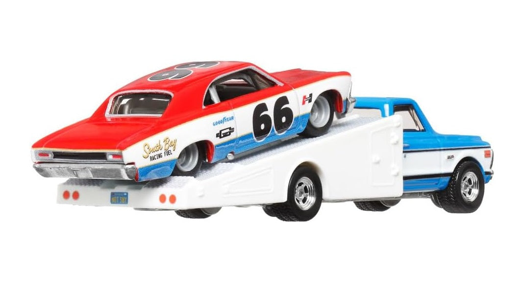 Hot Wheels Premium - Chevelle '66 et Chevy Ramp Truck '72 - Série Car Culture Team Transport - Échelle 1/64