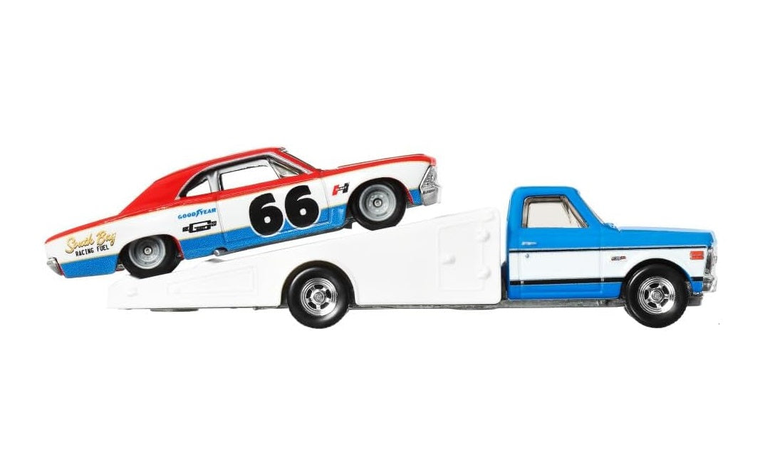 Hot Wheels Premium - Chevelle '66 et Chevy Ramp Truck '72 - Série Car Culture Team Transport - Échelle 1/64