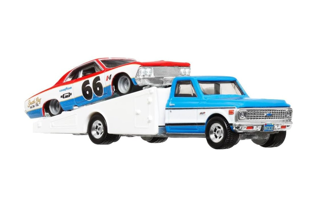 Hot Wheels Premium - Chevelle '66 et Chevy Ramp Truck '72 - Série Car Culture Team Transport - Échelle 1/64