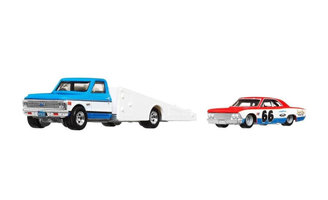 Hot Wheels Premium - Chevelle '66 et Chevy Ramp Truck '72 - Série Car Culture Team Transport - Échelle 1/64