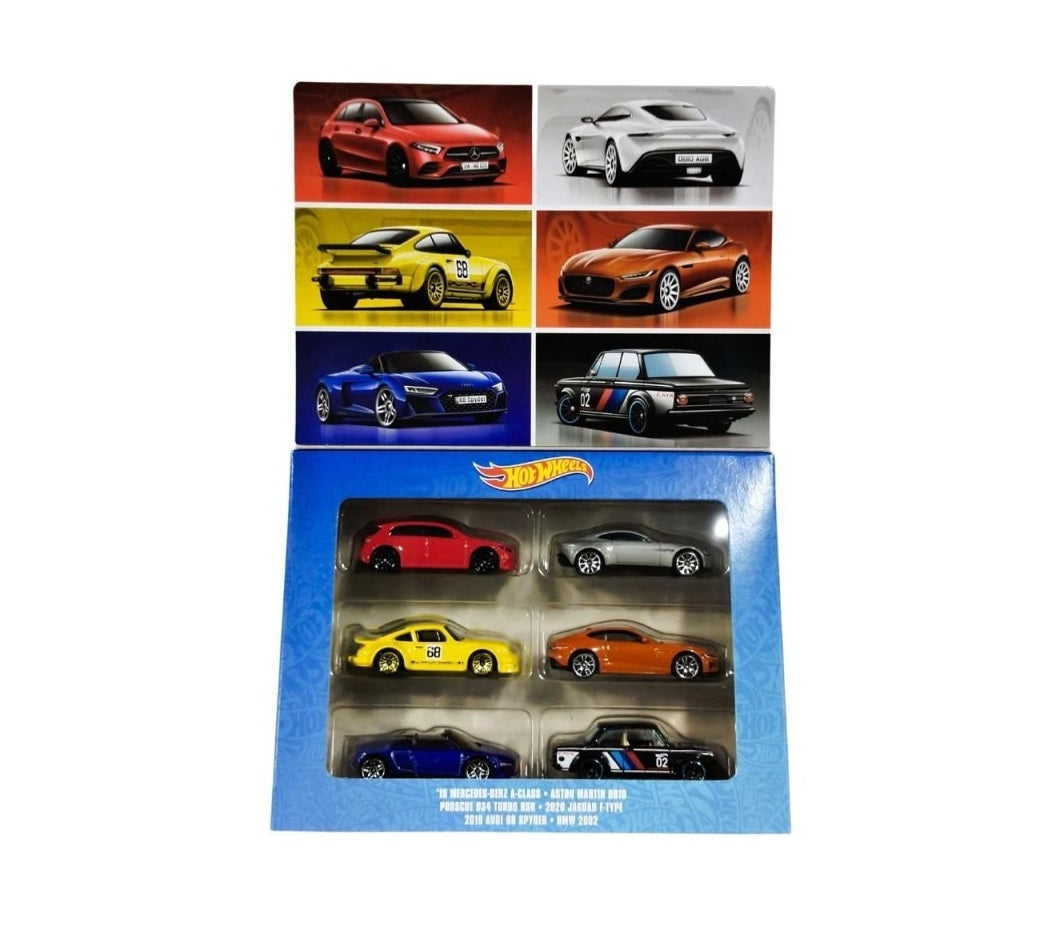 Hot Wheels - Assortiment de 6 voitures européennes - Échelle approximative 1/64