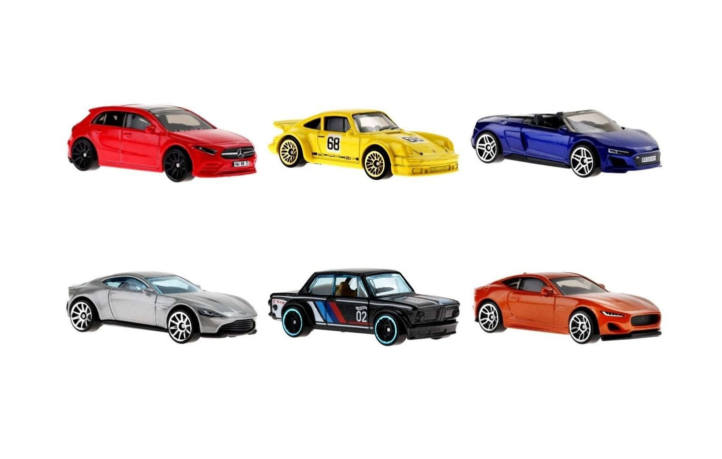 Hot Wheels - Assortiment de 6 voitures européennes - Échelle approximative 1/64