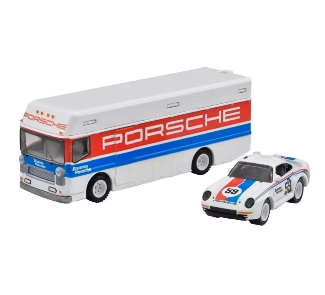 Hot Wheels Premium - Porsche 959 (1986) + Euro Hauler - Series Car Culture Team Transport - Scala 1/64